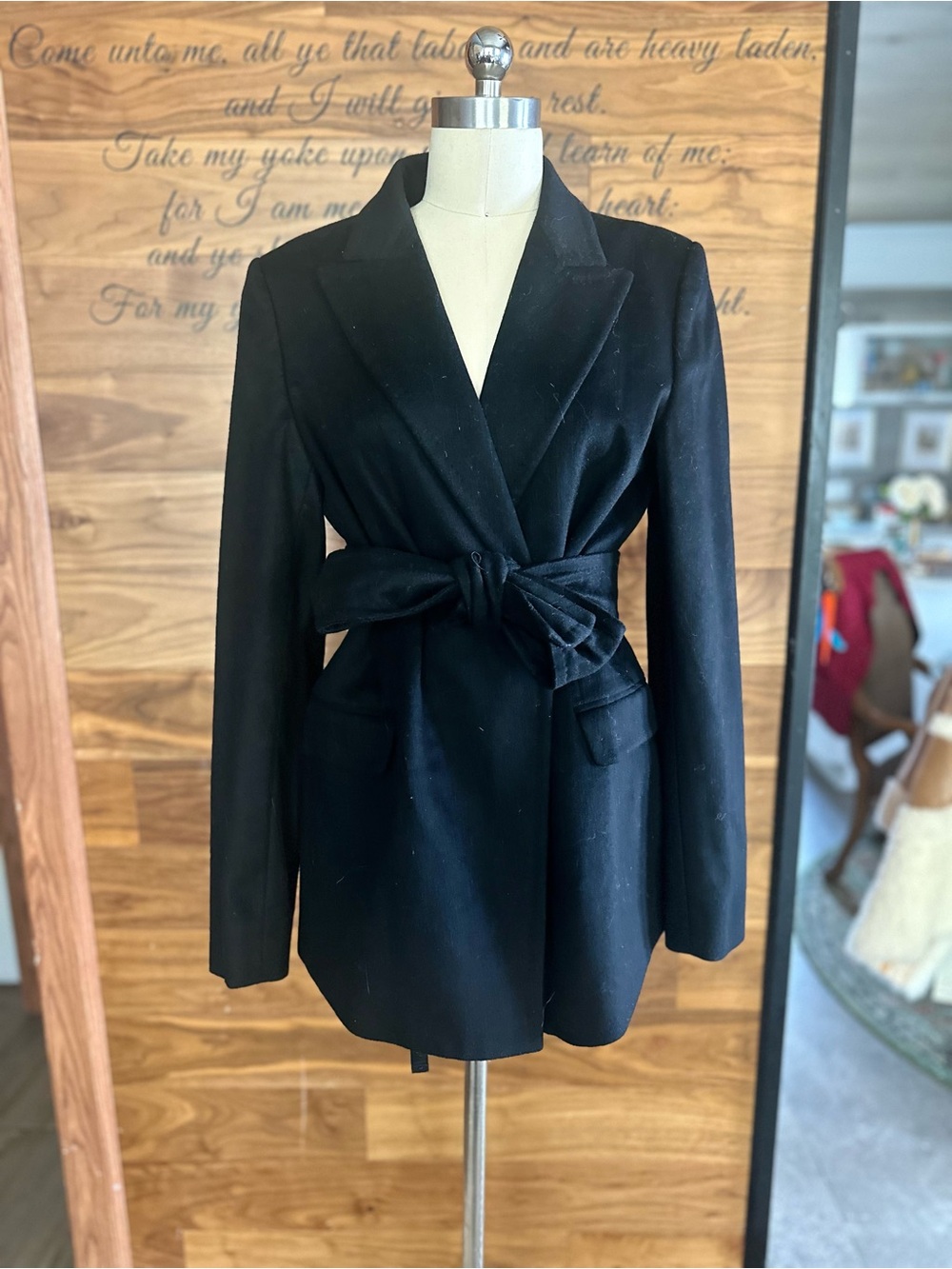 PAUW AMSTERDAM 100% Cashmere Black Belted  Blazer Jacket Sz 4